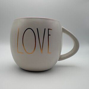 Rae Dunn "LOVE" Teacup  Artisan Collection White Pink Gold Coffee Mug(SKU: 280MI